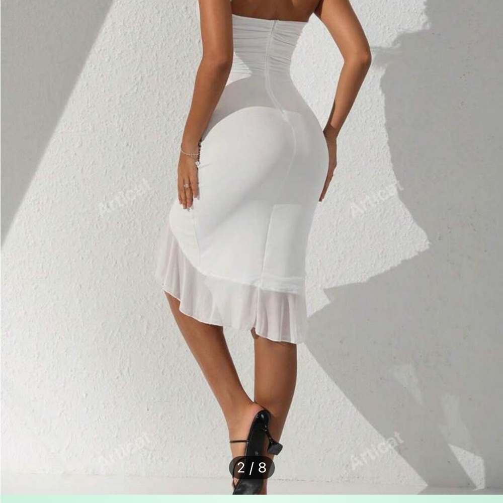 Modest, cute white dress. Bridal shower. Flowy cute